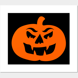 Funny Cartoon Halloween Pumpkin Face Posters and Art